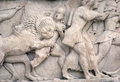 Fighting outside Troy, frieze from the Siphnian Treasury, c.525 BC by Greek